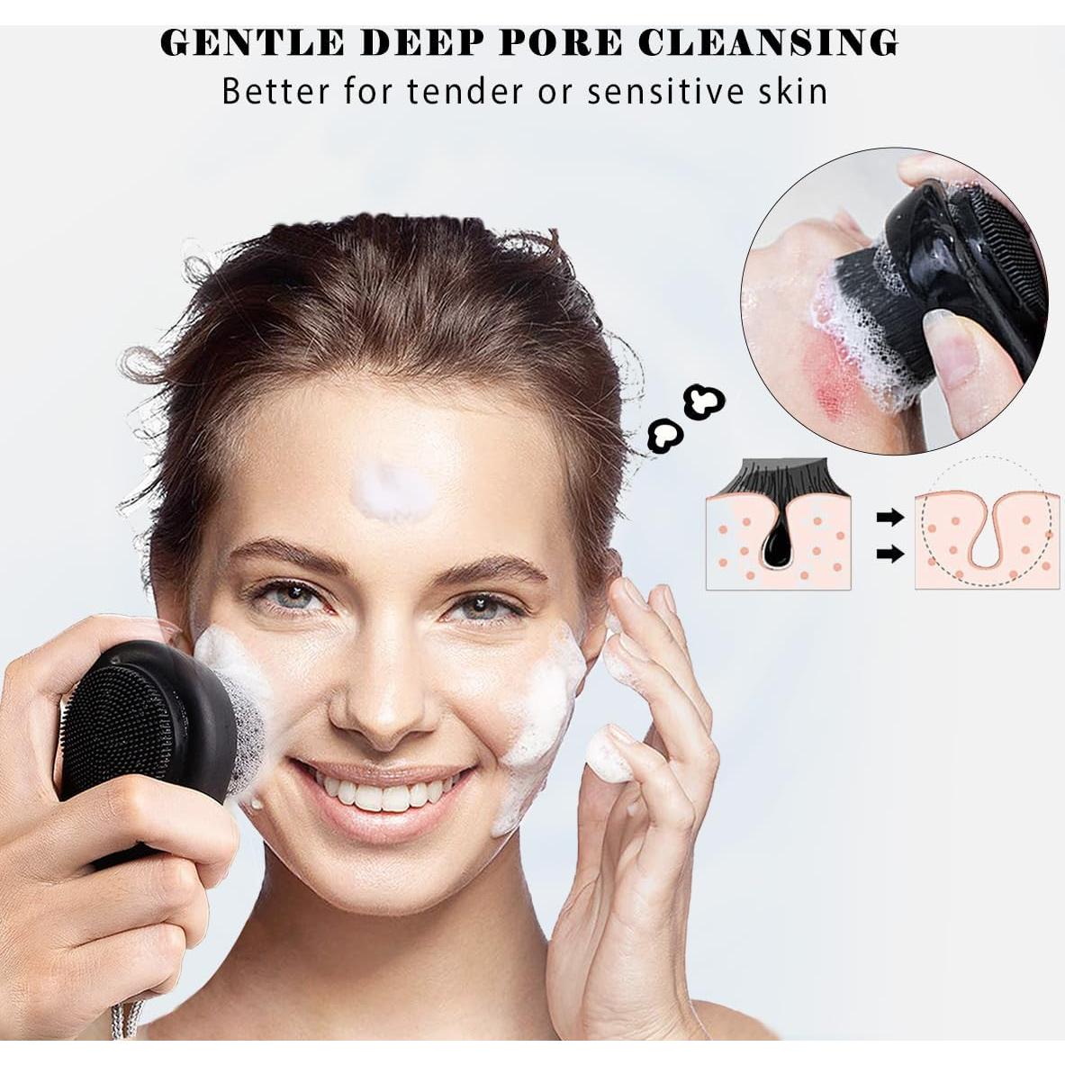 Paquete de 2 Cepillos Faciales Leeshine 2 en 1 Silicona y Cerdas