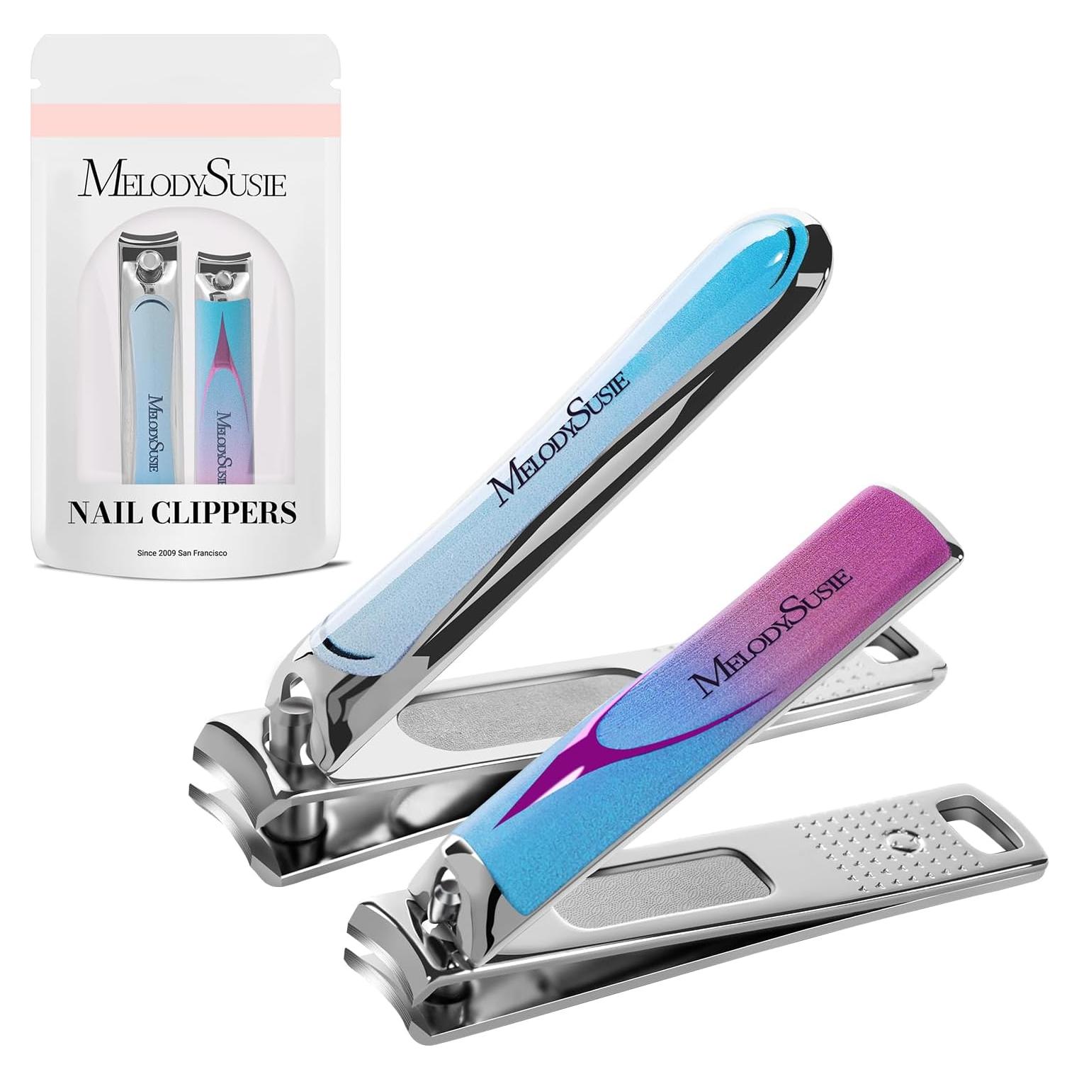 Juego de Cortauñas MelodySusie 2 en 1 Acero Inoxidable Azul