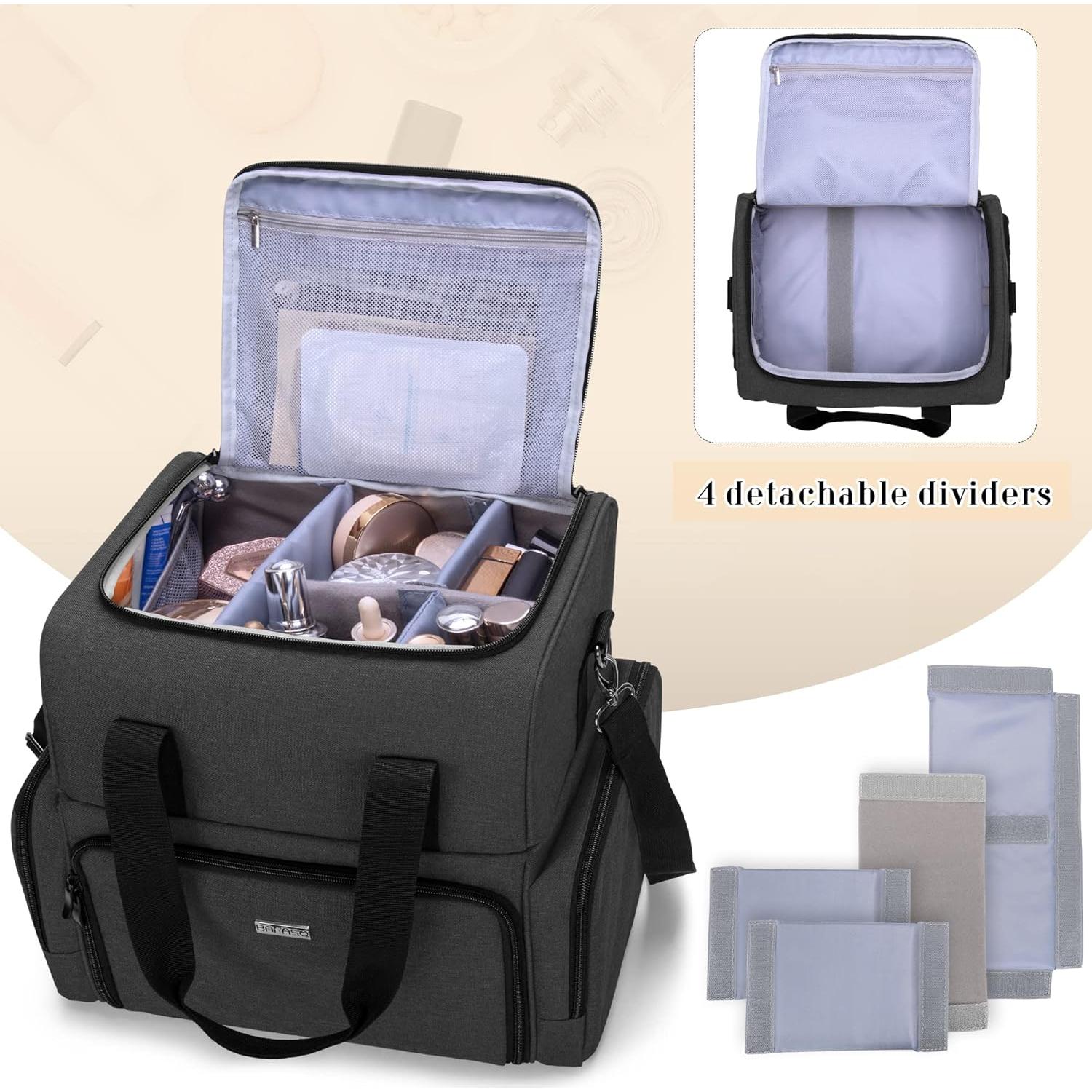Bolsa de Maquillaje de Viaje BAFASO Grande 2 Capas Negra
