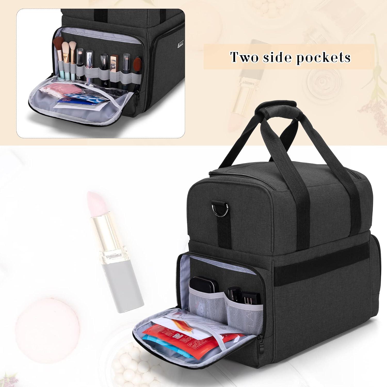 Bolsa de Maquillaje de Viaje BAFASO Grande 2 Capas Negra