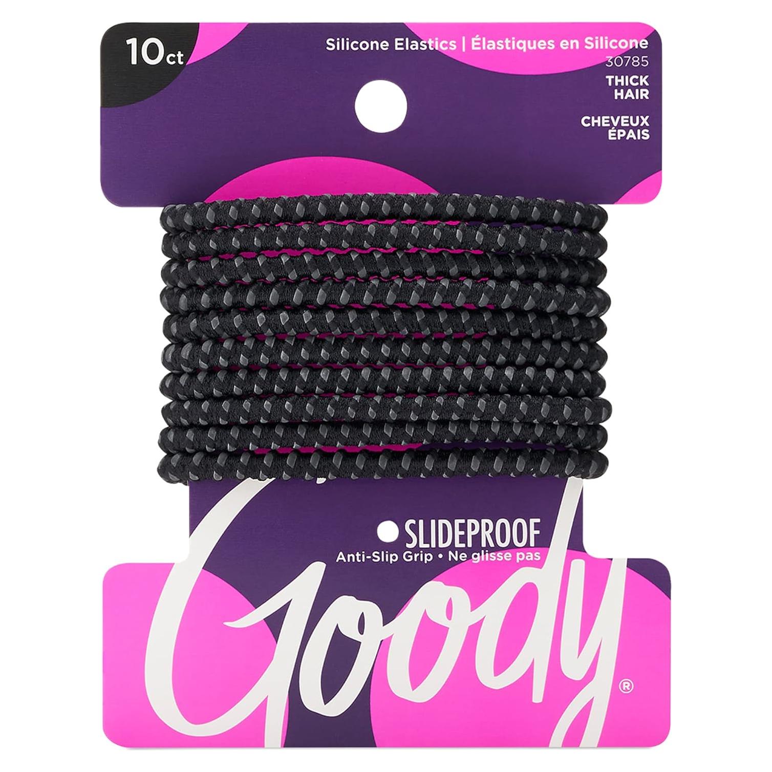 Gomas de Pelo Elásticas Goody Sin Deslizamiento Negras - 10 Unidades