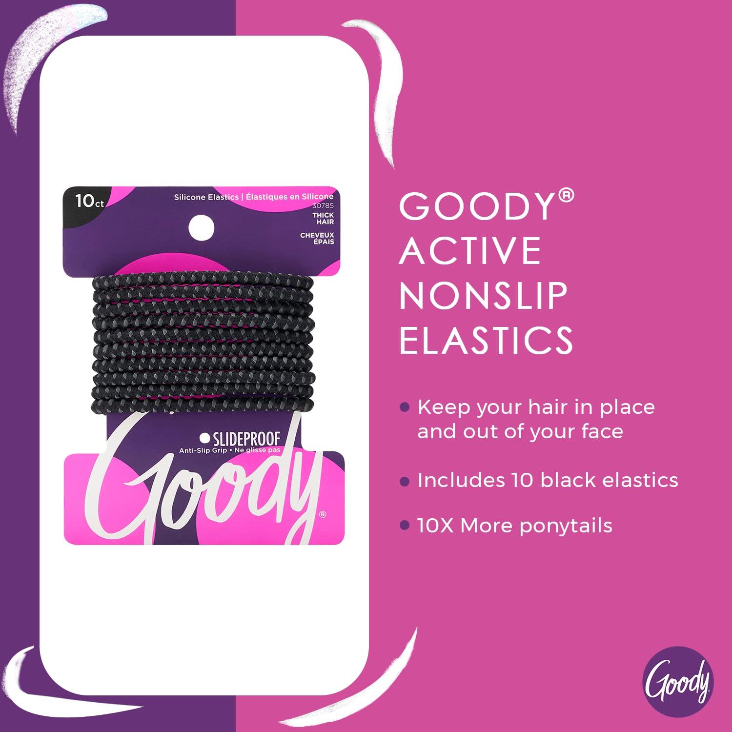 Gomas de Pelo Elásticas Goody Sin Deslizamiento Negras - 10 Unidades