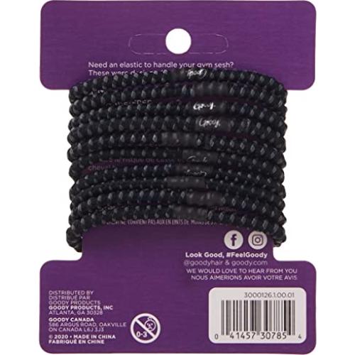 Gomas de Pelo Elásticas Goody Sin Deslizamiento Negras - 10 Unidades