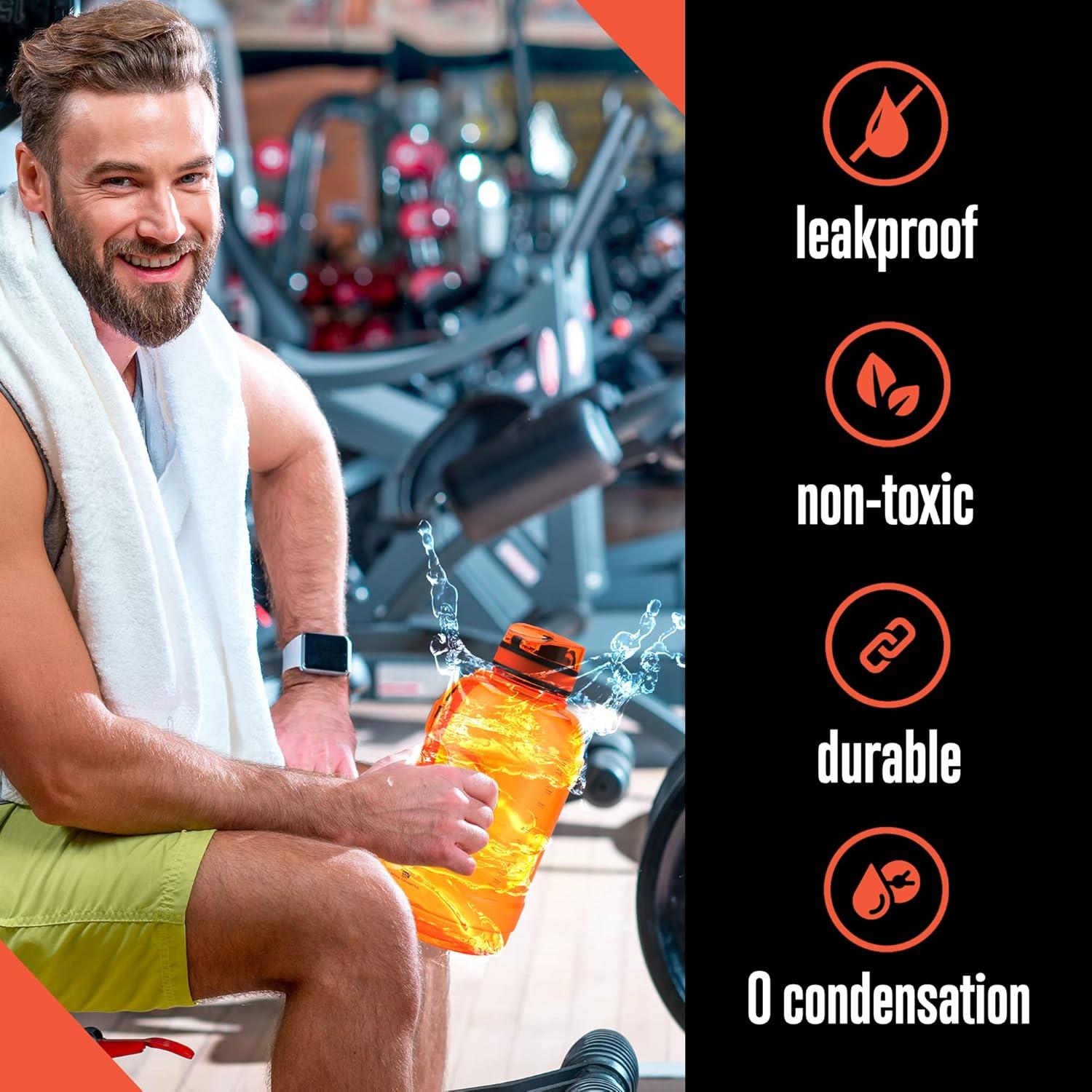 Botella de Agua Deportiva SQUATZ 2300 ml Boca Ancha Naranja