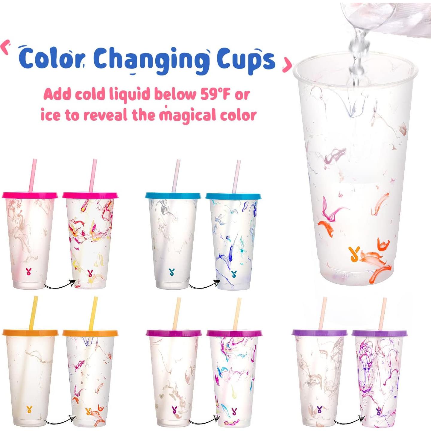 Vasos Reutilizables Meoky 5 Pzs 720 ml Cambian de Color