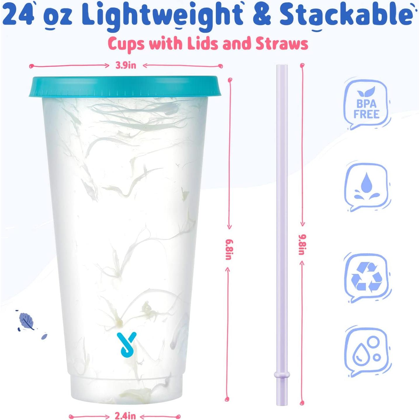 Vasos Reutilizables Meoky 5 Pzs 720 ml Cambian de Color