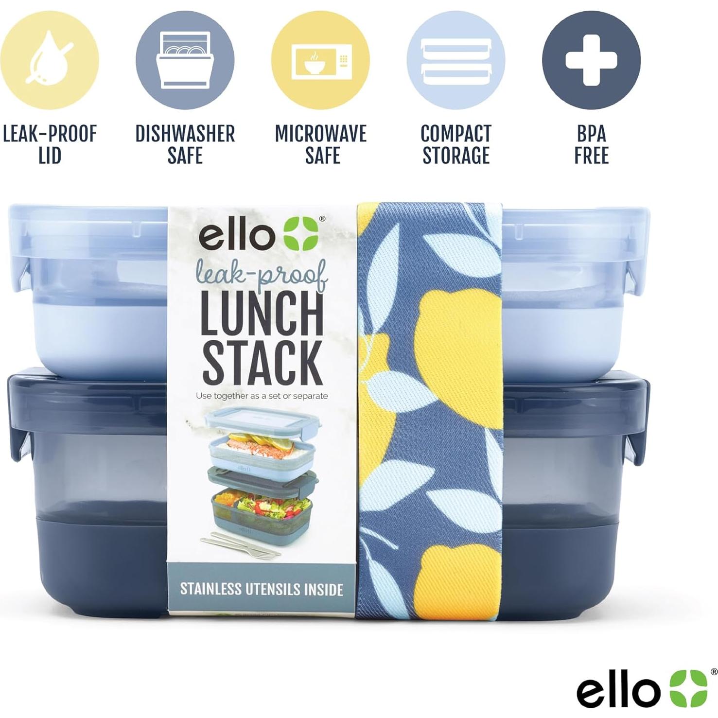 Contenedor de Almuerzo Apilable Ello 2 y 3 Tazas Arándano