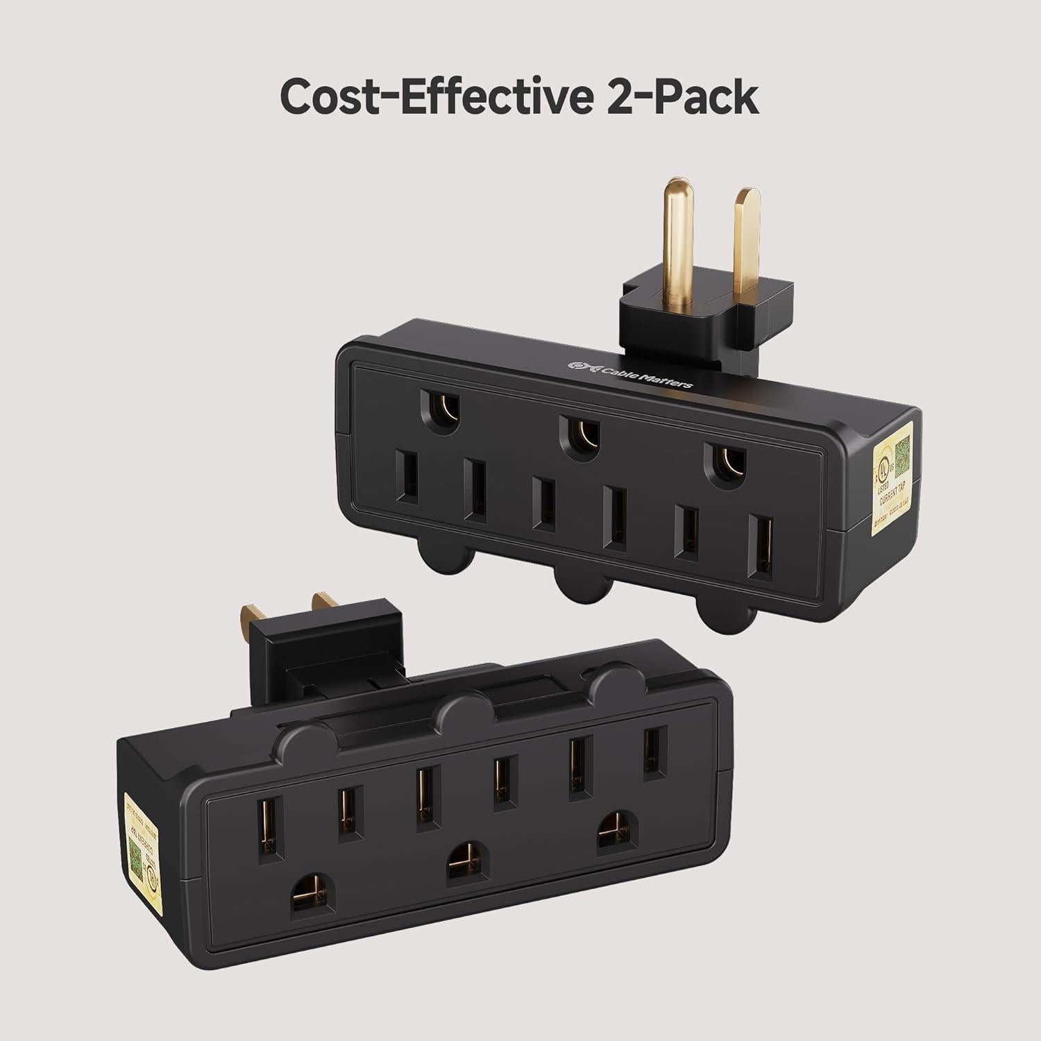 Adaptador de Pared Giratorio 3 Salidas Cable Matters Negro