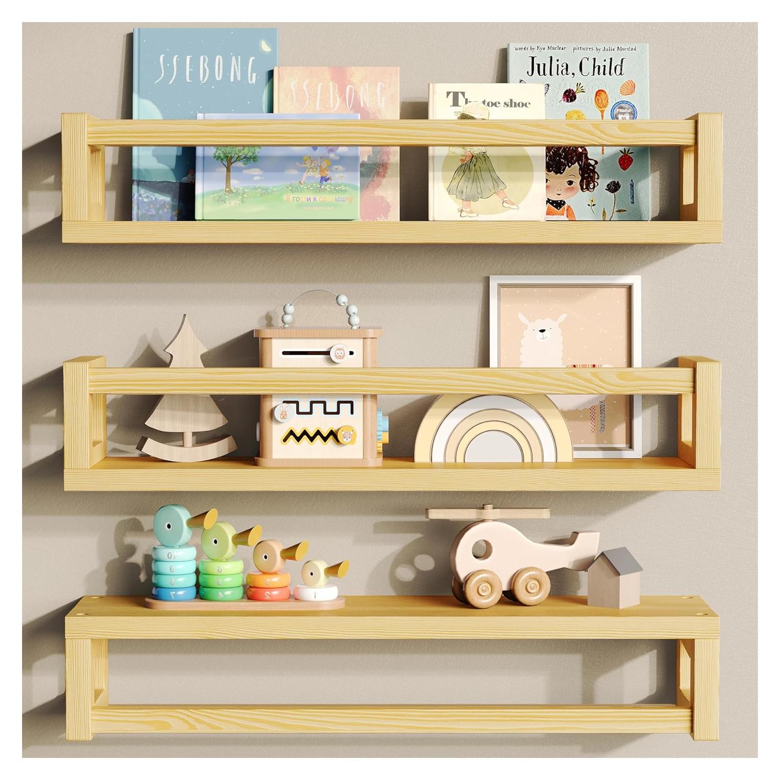 Estanterías Flotantes TidyCorner 40 cm Madera Natural 3 Unidades