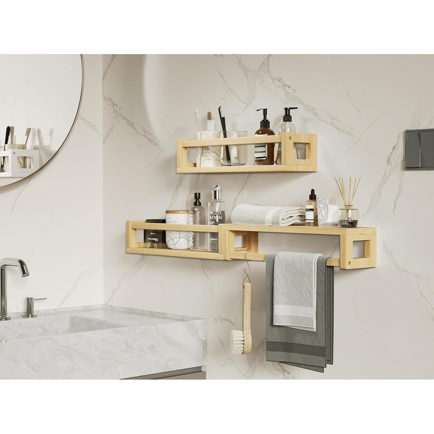 Estanterías Flotantes TidyCorner 40 cm Madera Natural 3 Unidades