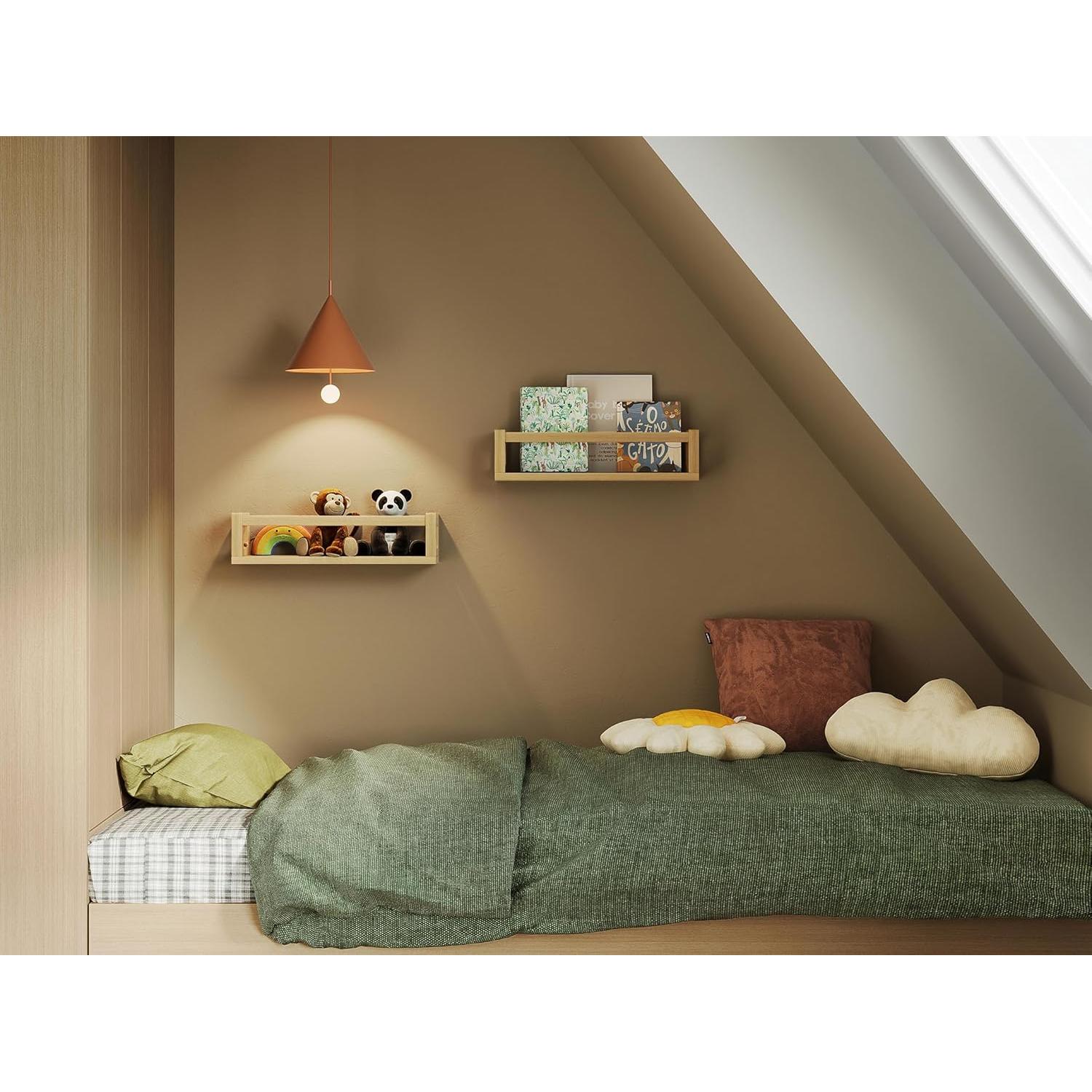 Estanterías Flotantes TidyCorner 40 cm Madera Natural 3 Unidades