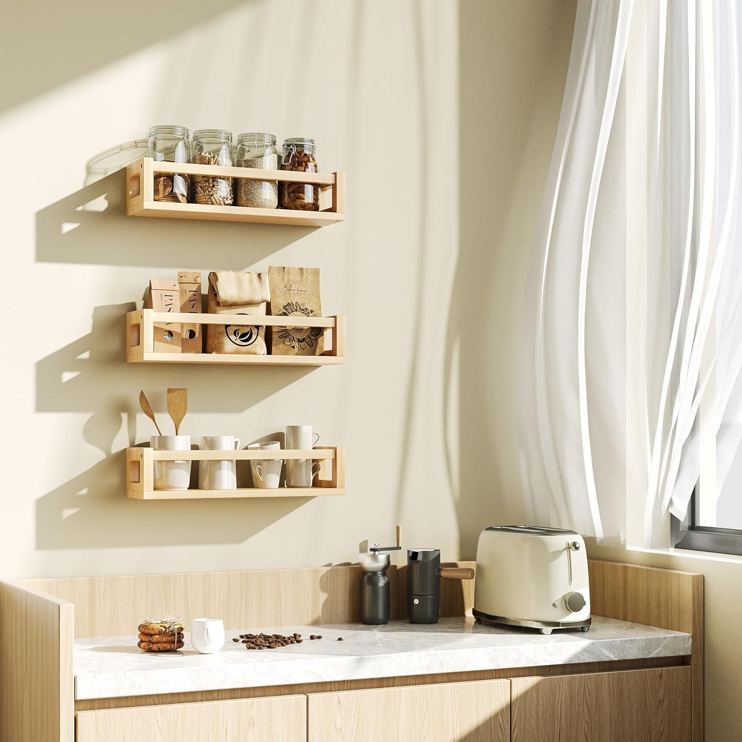 Estanterías Flotantes TidyCorner 40 cm Madera Natural 3 Unidades