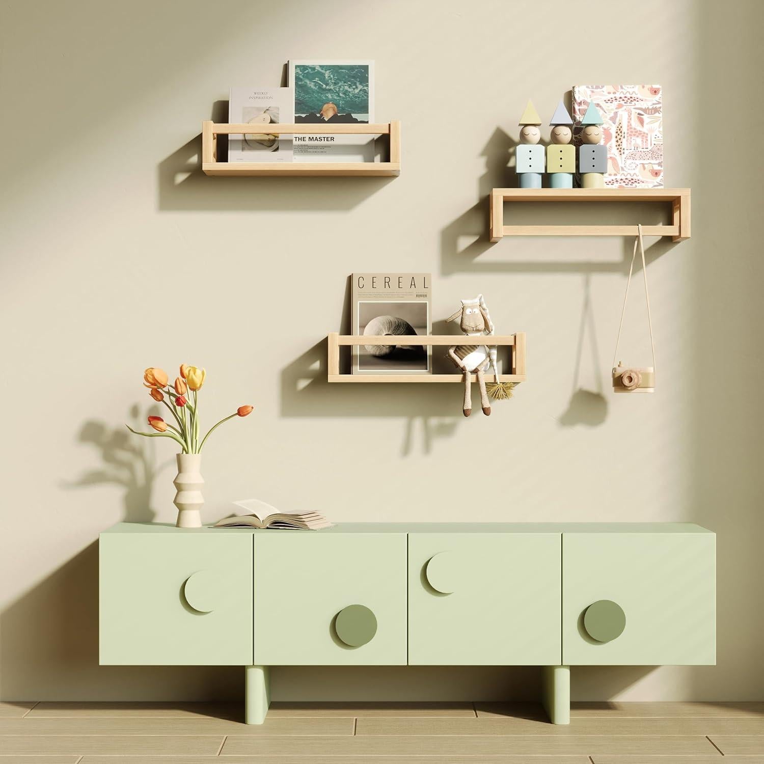 Estanterías Flotantes TidyCorner 40 cm Madera Natural 3 Unidades