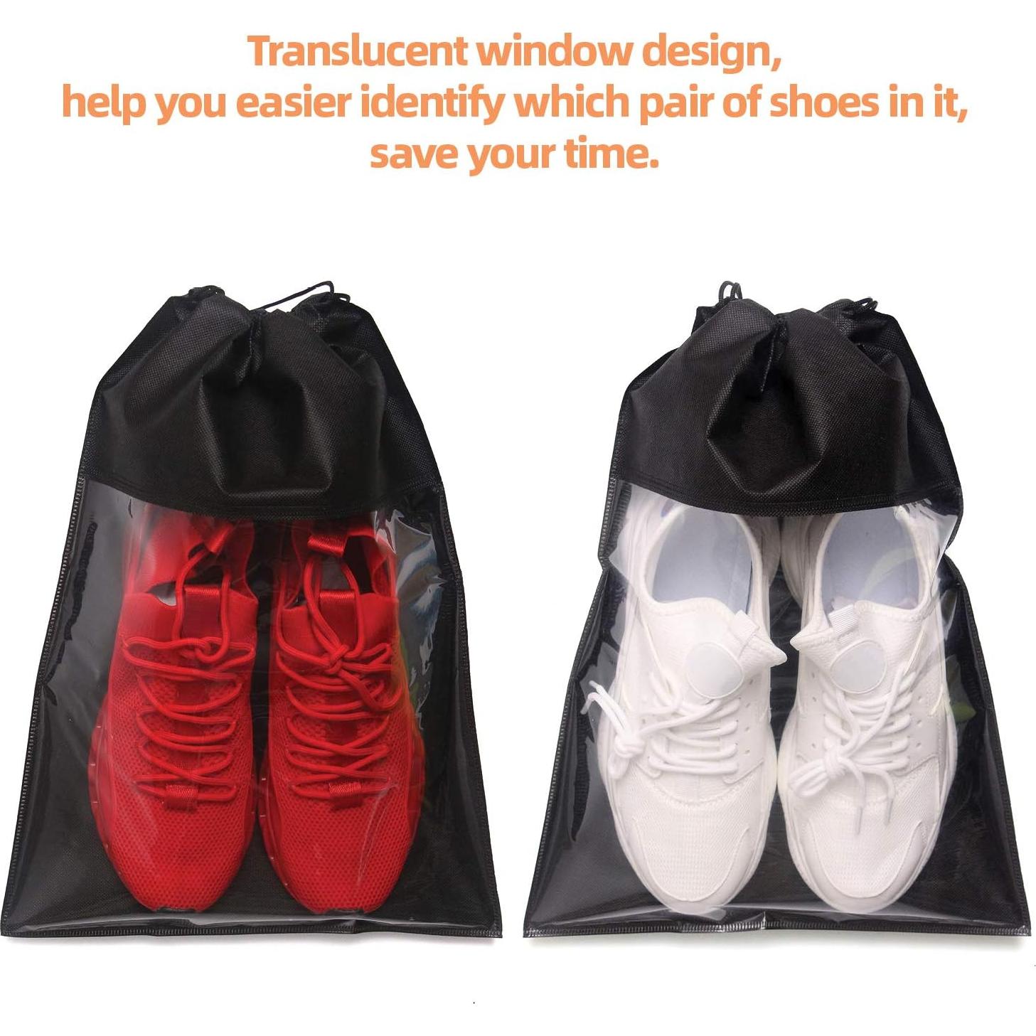 24 Bolsas de Zapatos Portátiles Organizador Negro 32x44 cm