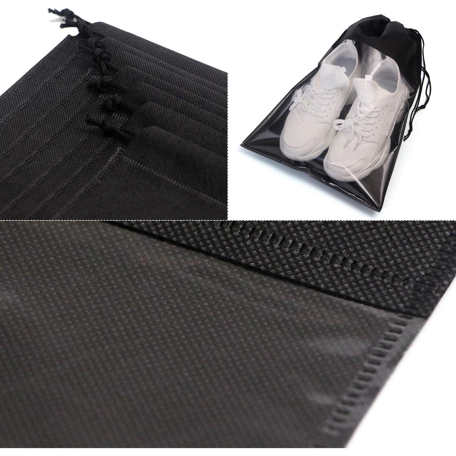 24 Bolsas de Zapatos Portátiles Organizador Negro 32x44 cm