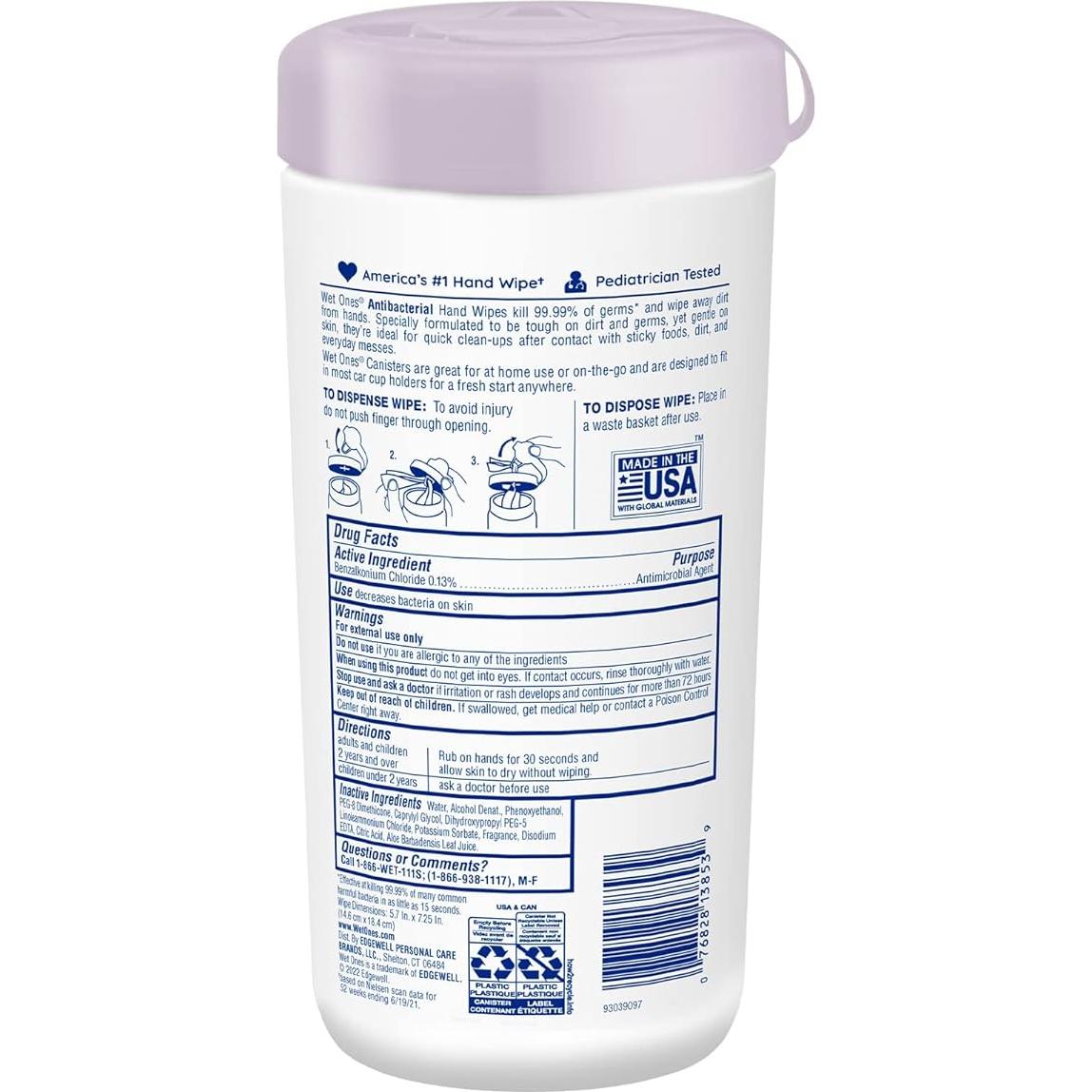 Toallitas Antibacteriales Wet Ones Lavanda 40 Unidades