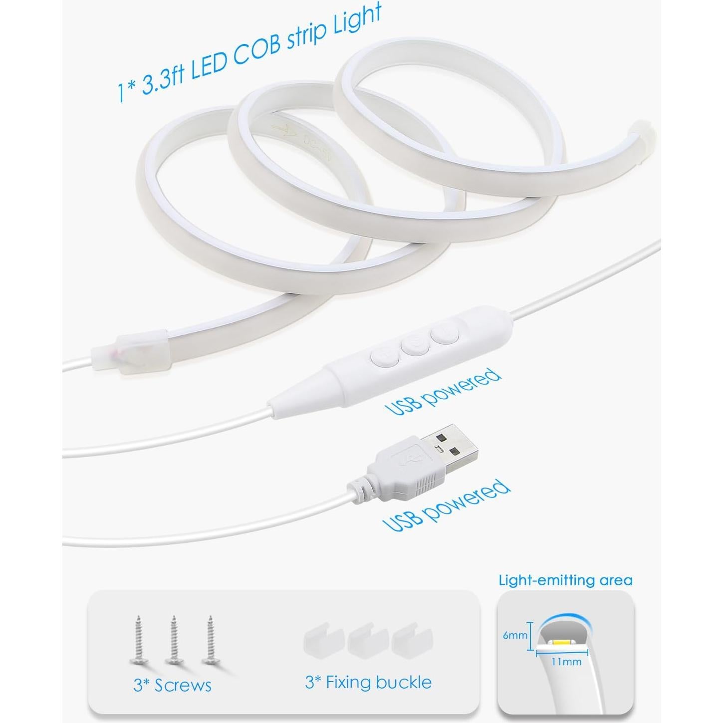 Tira de Luz LED USB 1M Samsion Blanca Fría IP67 Regulable