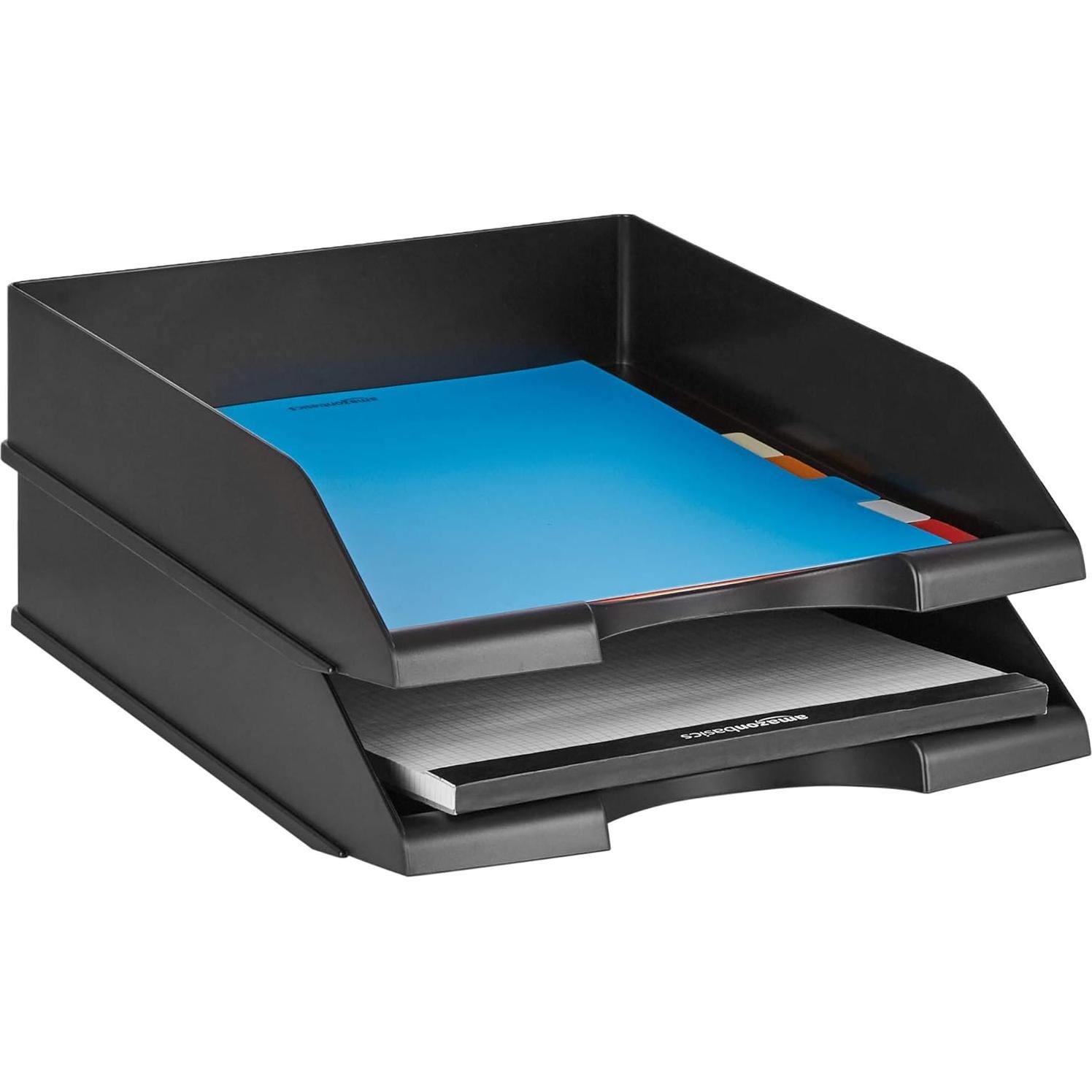 Organizador de cartas apilable Amazon Basics negro 12 unidades