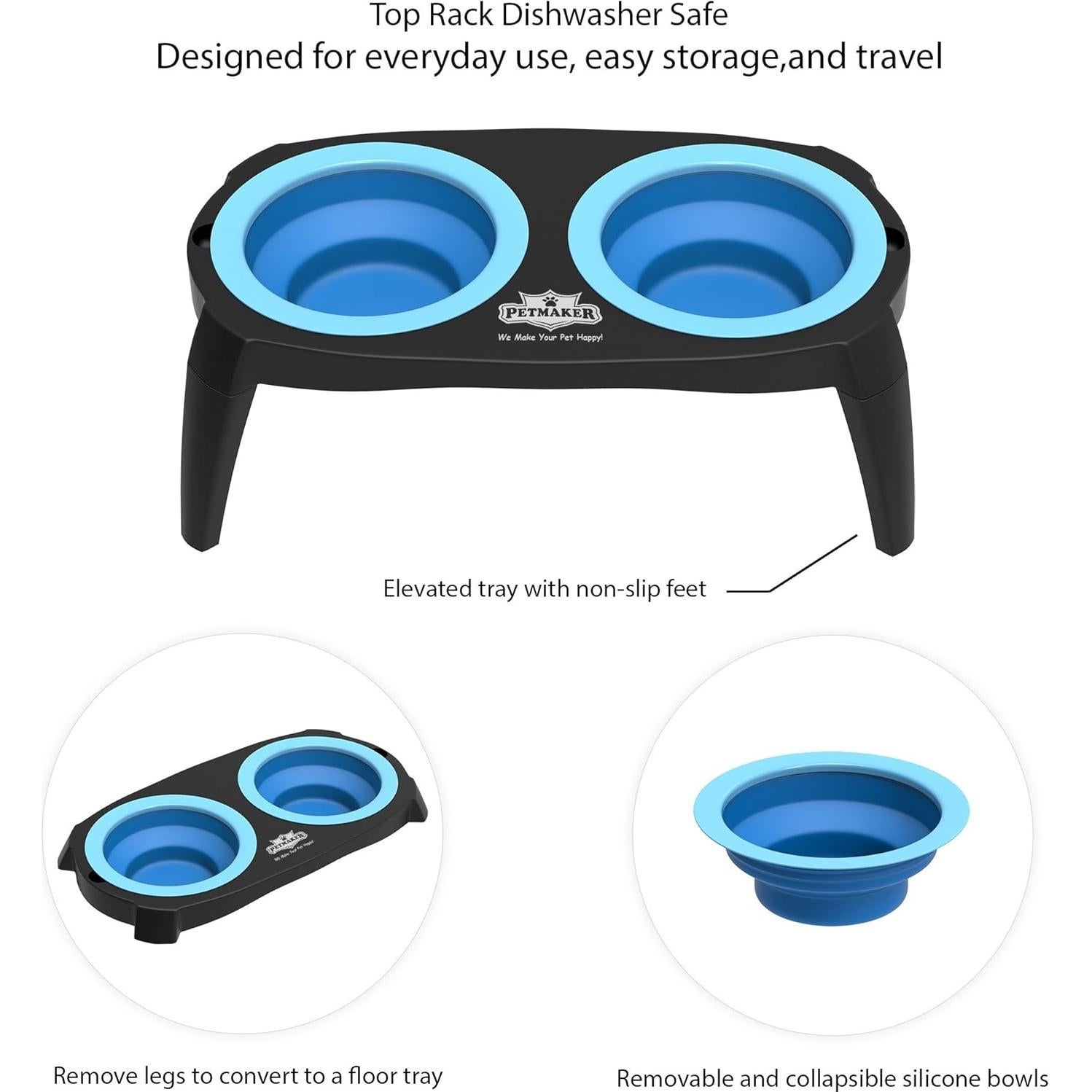 Cuencos Elevados para Mascotas PETMAKER - Antideslizante 473ml