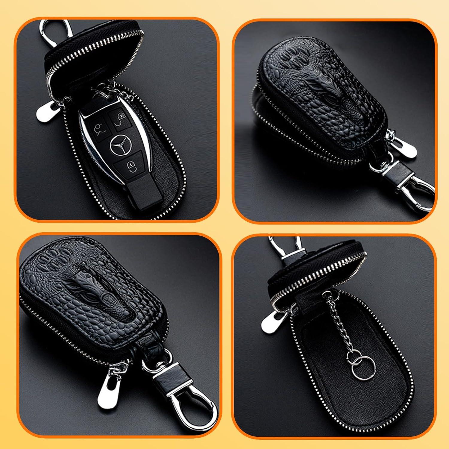 Funda de Llave de Coche Jewssi Universal de Piel Negra