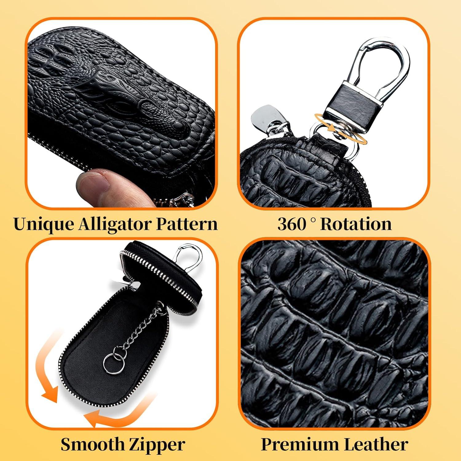 Funda de Llave de Coche Jewssi Universal de Piel Negra