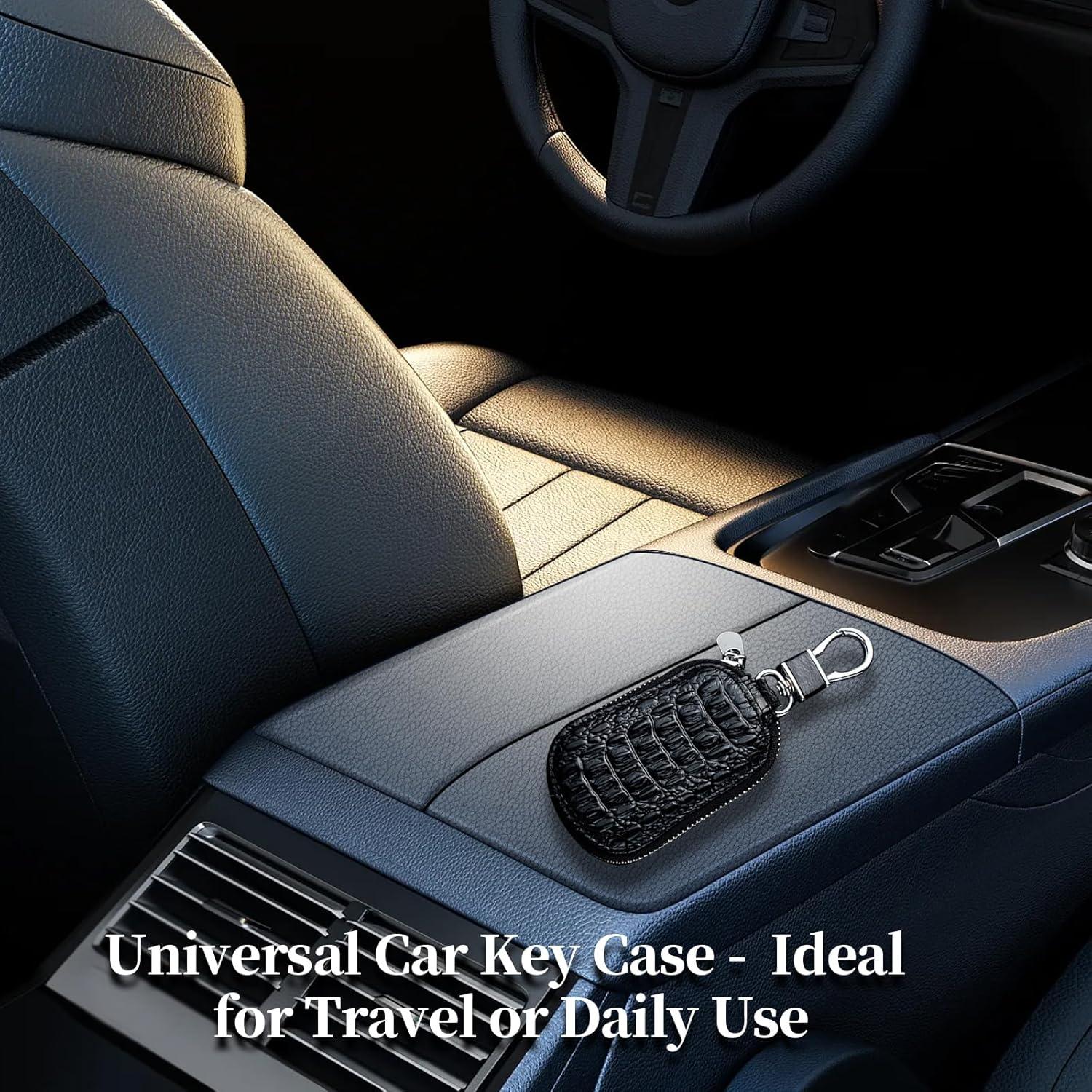 Funda de Llave de Coche Jewssi Universal de Piel Negra