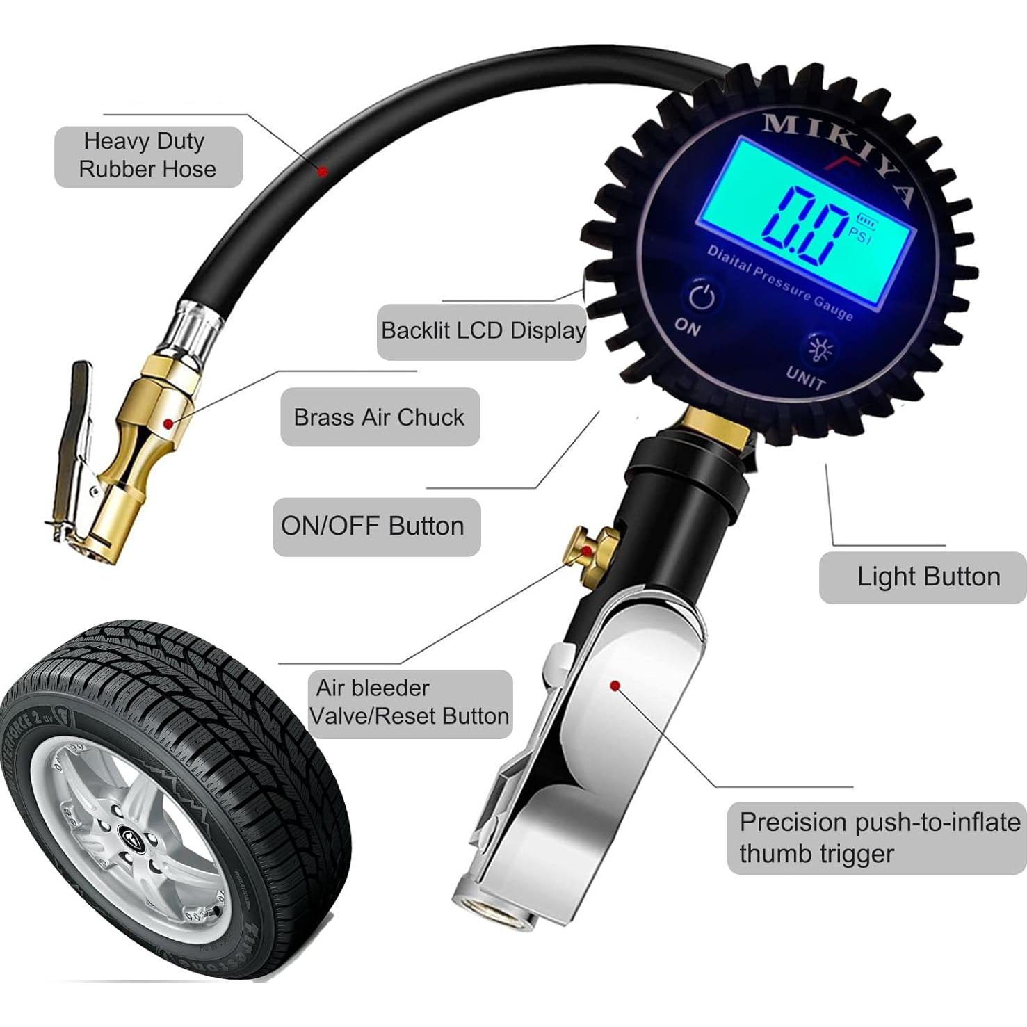 Medidor de Presión de Neumáticos Digital YSmikiya con Inflador 250 PSI