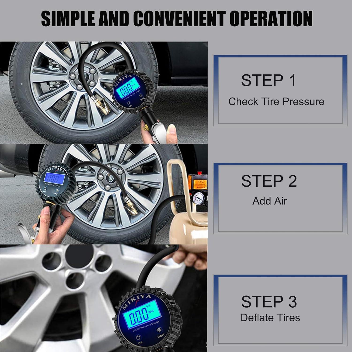 Medidor de Presión de Neumáticos Digital YSmikiya con Inflador 250 PSI