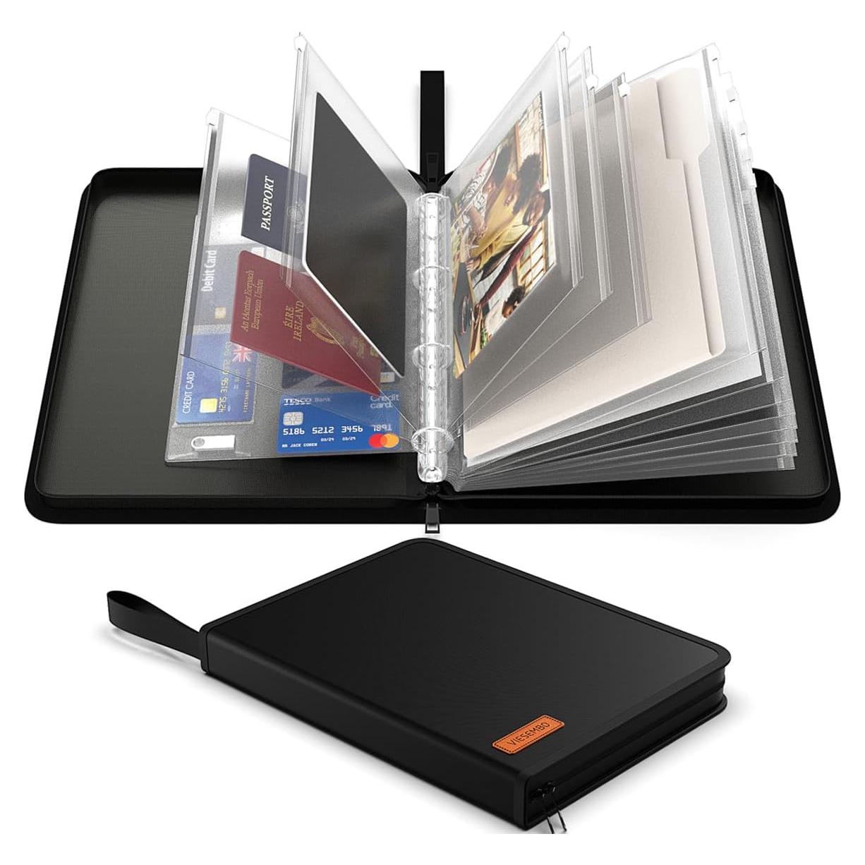 Organizador de Documentos Viesembo A4 Resistente al Fuego Negro