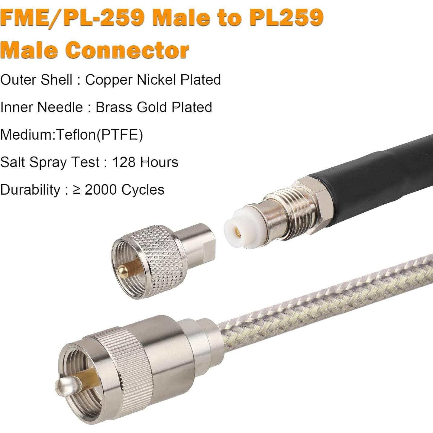 Cable Coaxial CB RG8X 1.83m con Conectores PL-259 y FME