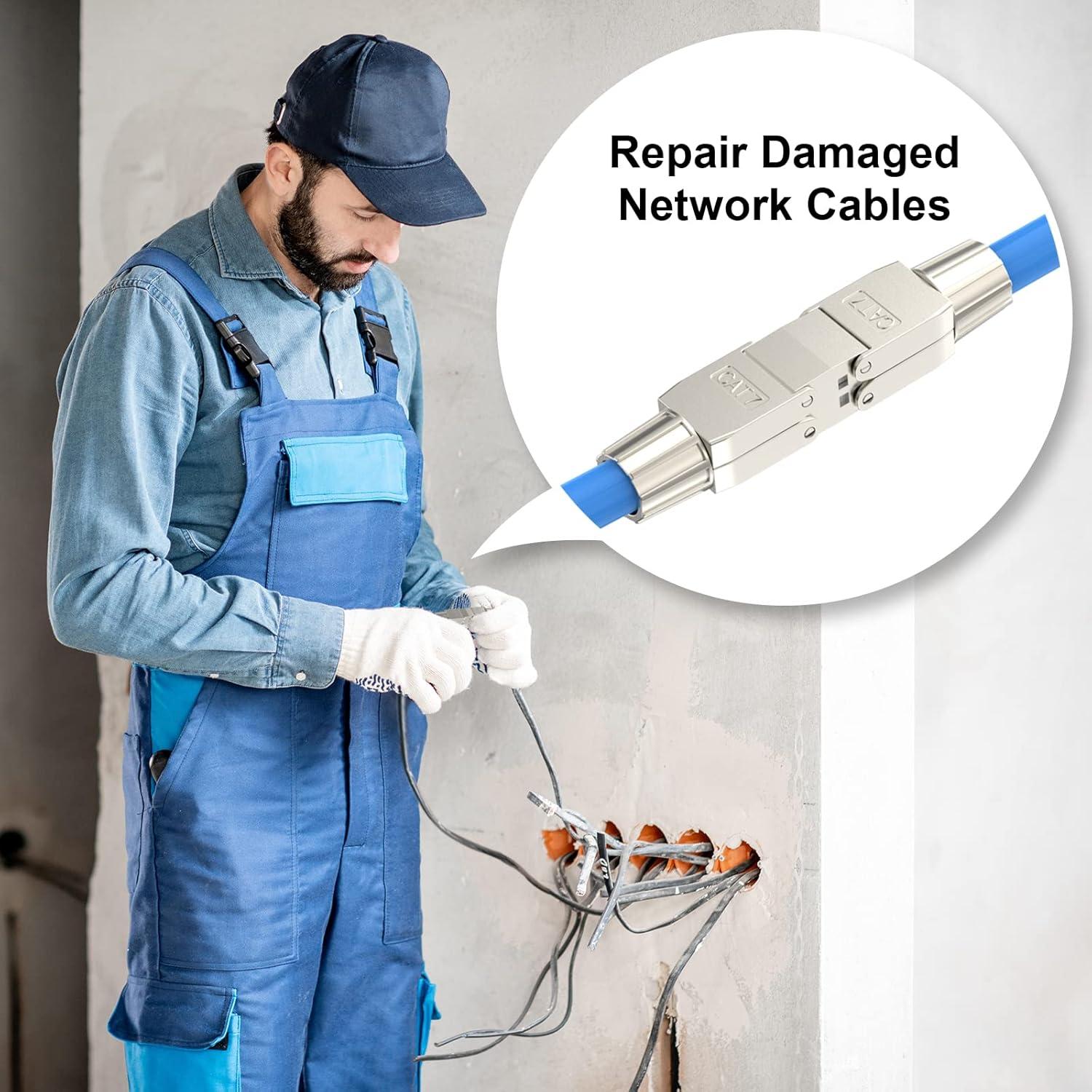 Acoplador RJ45 VCELINK sin herramientas, extensor Ethernet Cat7 2 unidades