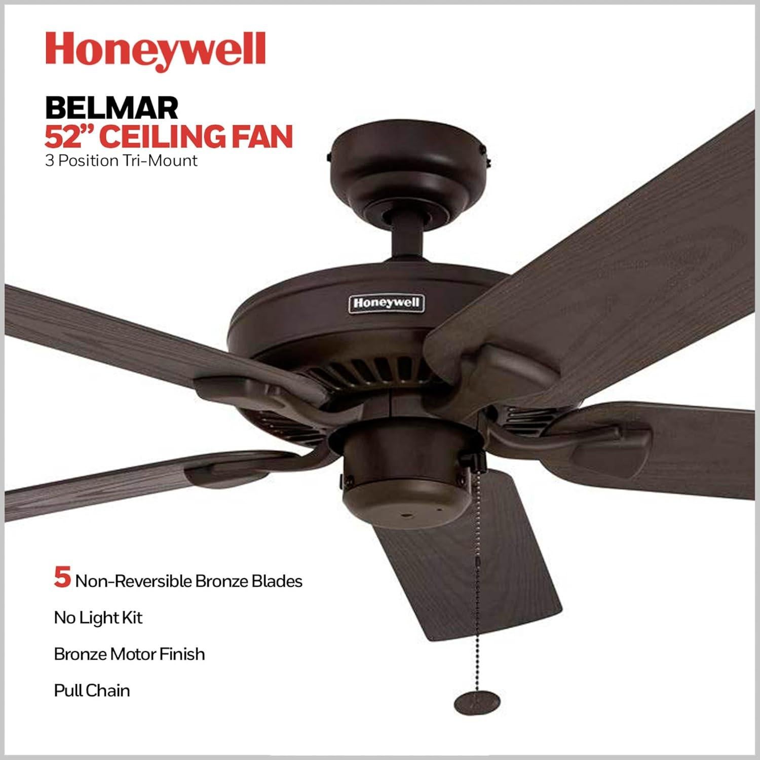 Ventilador de Techo Honeywell Belmar 132 cm Sin Luz Bronce