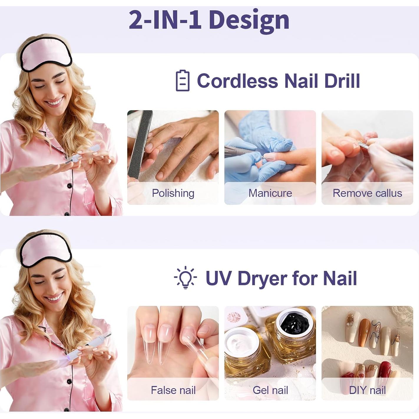 Kit de Taladro de Uñas Eléctrico LIARTY 6-en-1 Inalámbrico