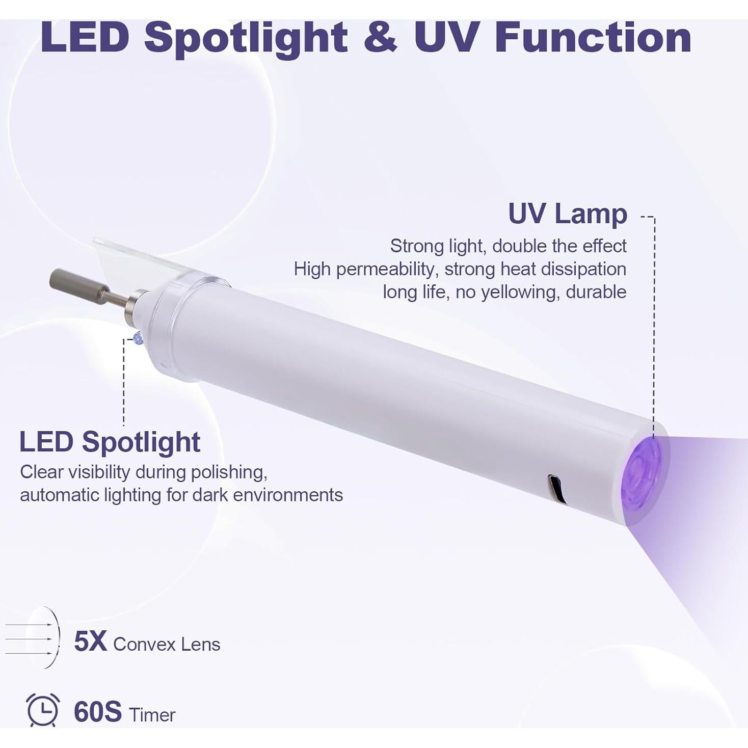 Kit de Taladro de Uñas Eléctrico LIARTY 6-en-1 Inalámbrico