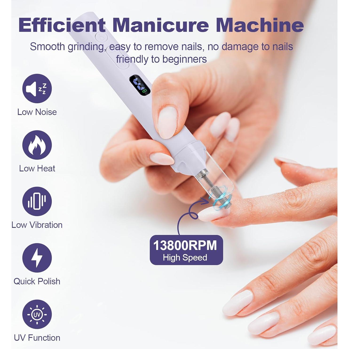 Kit de Taladro de Uñas Eléctrico LIARTY 6-en-1 Inalámbrico