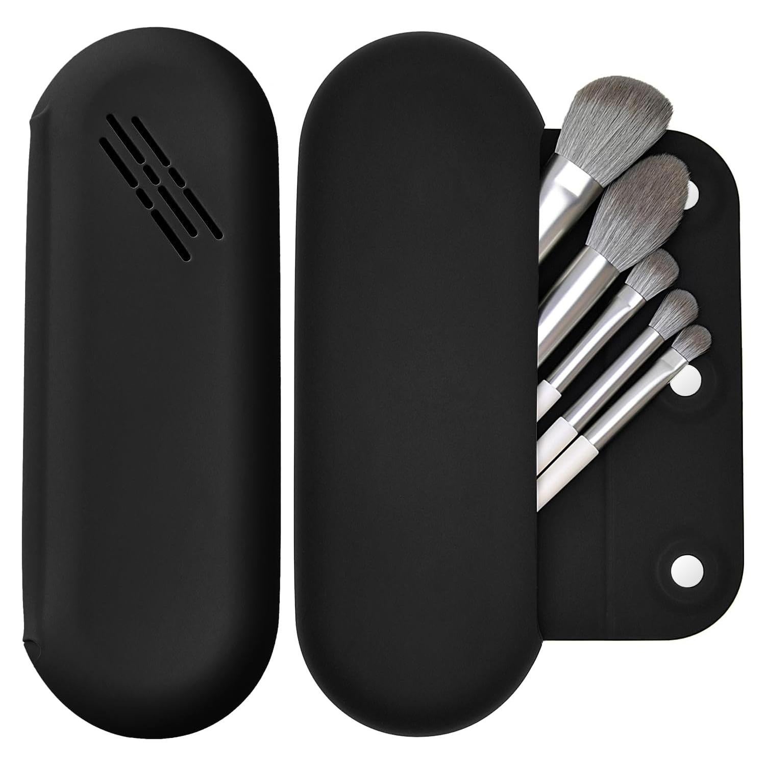 Soporte Organizador de Brochas de Maquillaje Silicona Negro