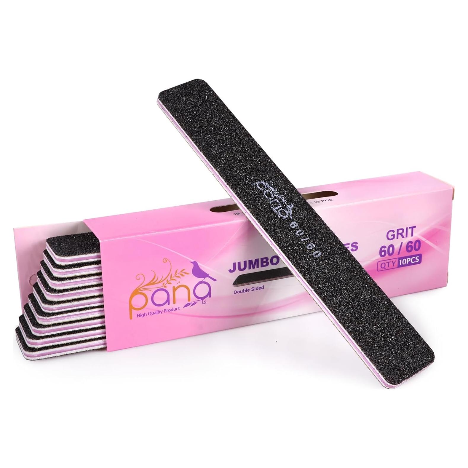 10 Piezas Lima de Uñas Doble Cara Jumbo PANA 60/60 Negra