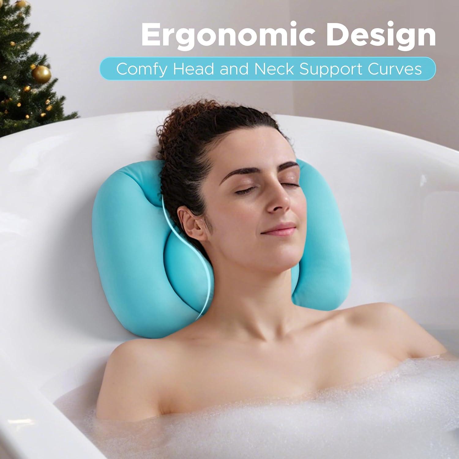 Almohada de Baño Sunlit Azul con Ventosas Ergonómicas