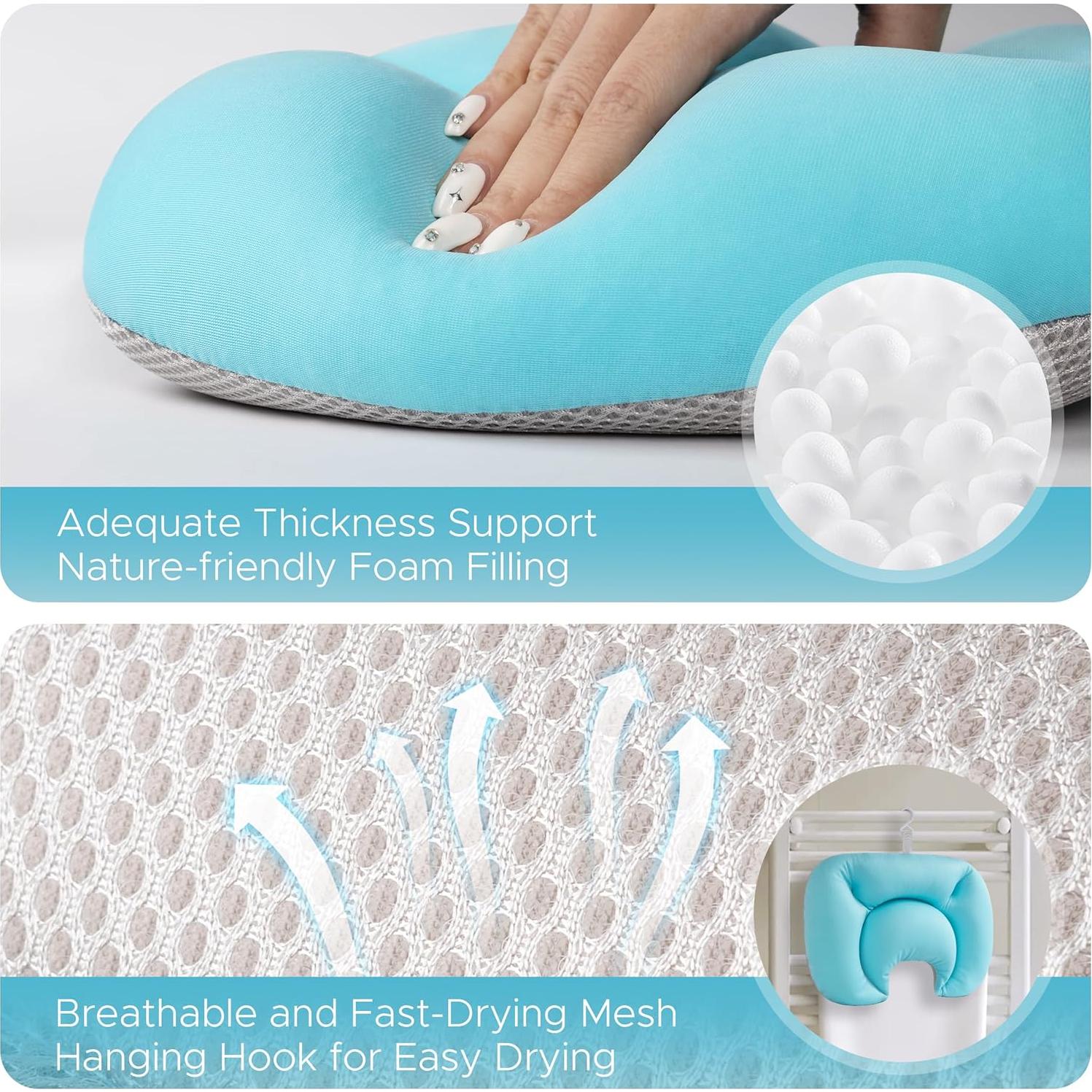 Almohada de Baño Sunlit Azul con Ventosas Ergonómicas