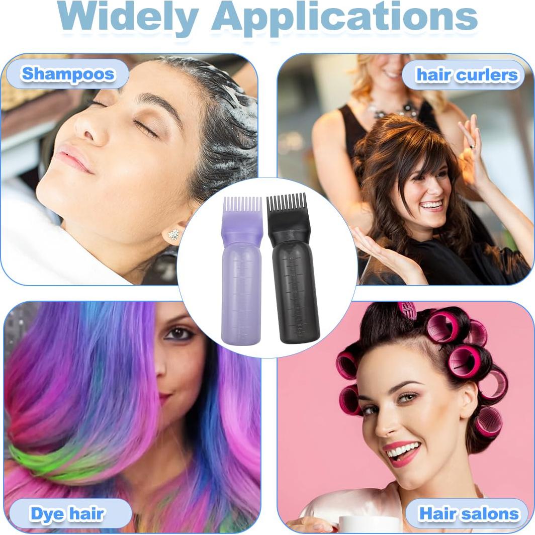 Botellas Aplicadoras de Tinte ELANE 4 Piezas 2 Negros 2 Morados