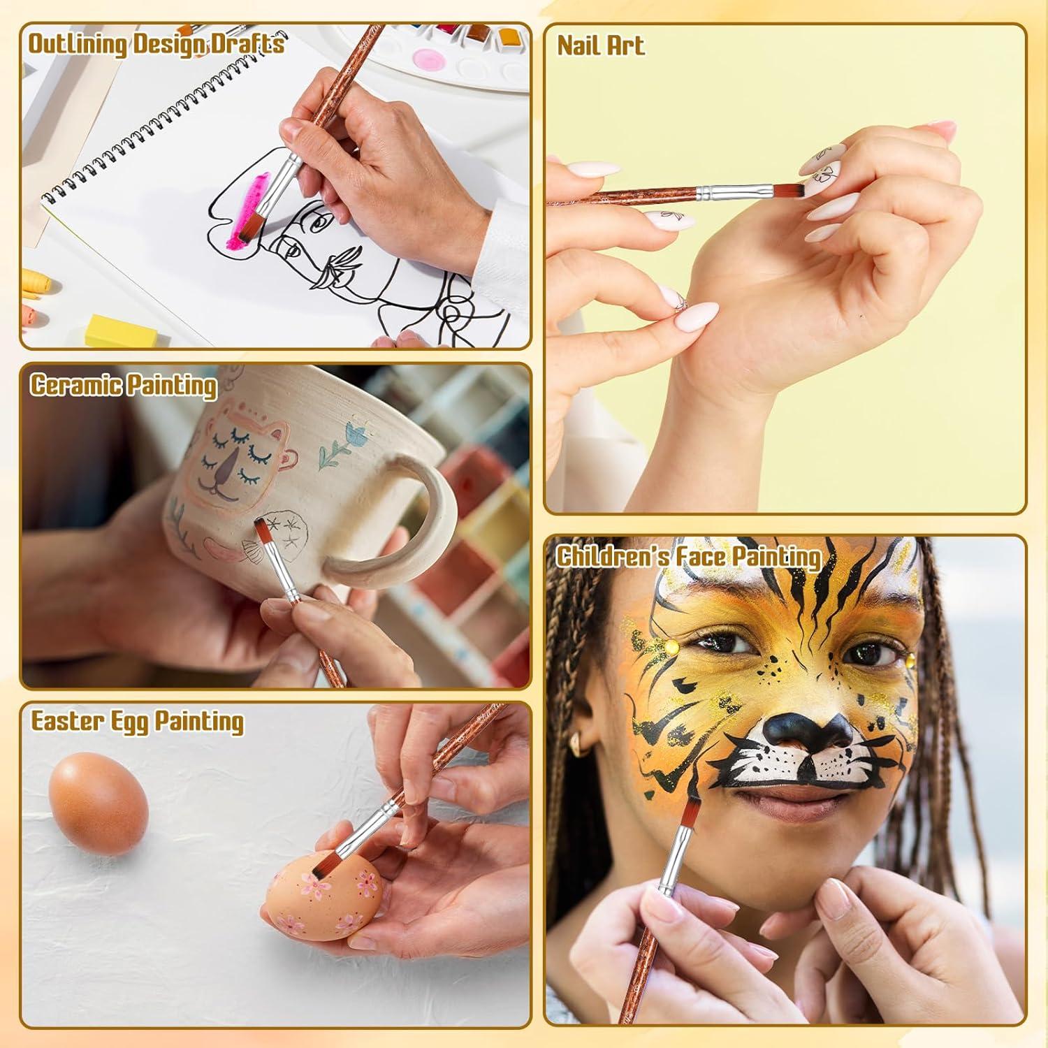 Juego de 12 Pinceles Planos Giantree de Nylon para Pintura