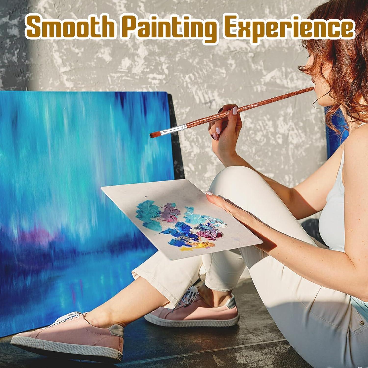 Juego de 12 Pinceles Planos Giantree de Nylon para Pintura