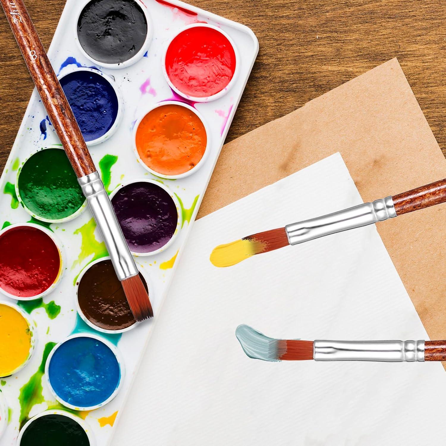 Juego de 12 Pinceles Planos Giantree de Nylon para Pintura