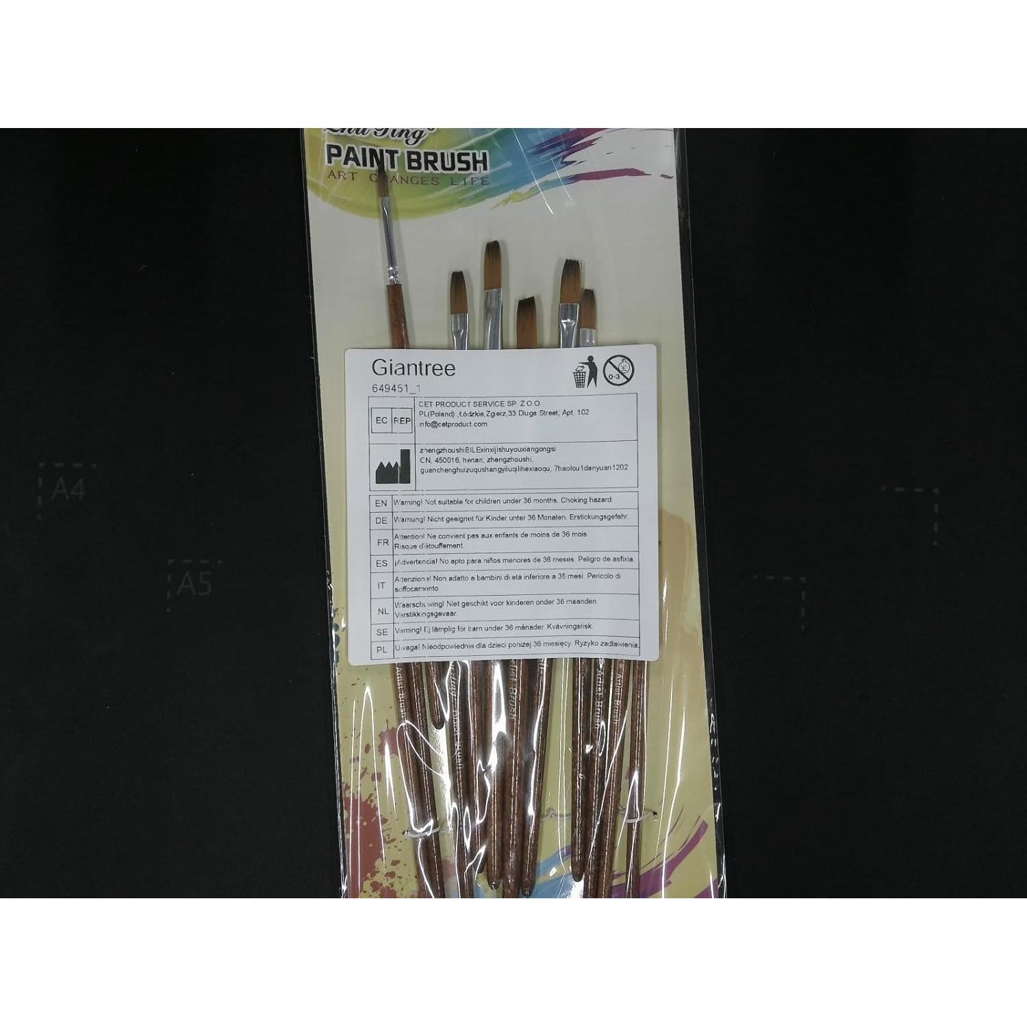 Juego de 12 Pinceles Planos Giantree de Nylon para Pintura