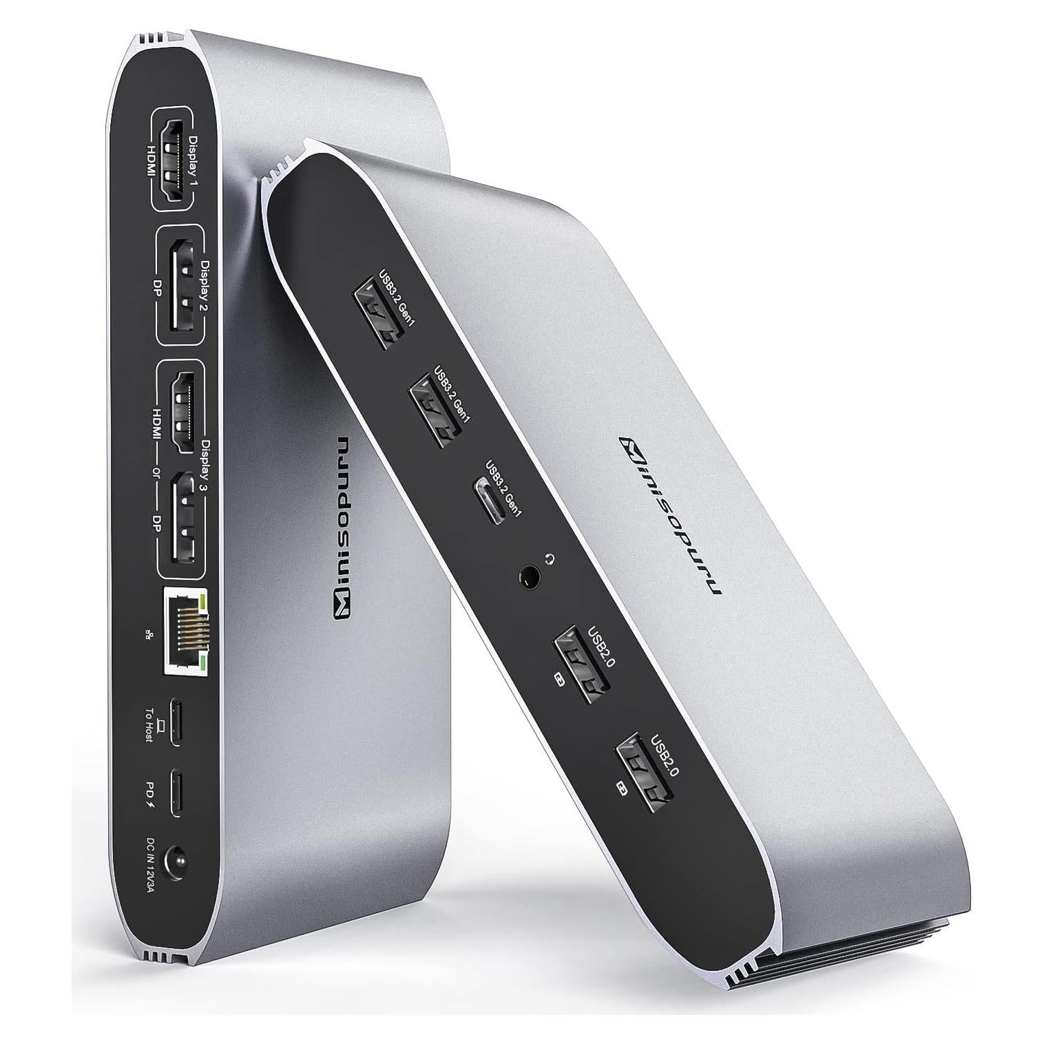 Estación de Acoplamiento Triple DisplayLink Minisopuru 4K