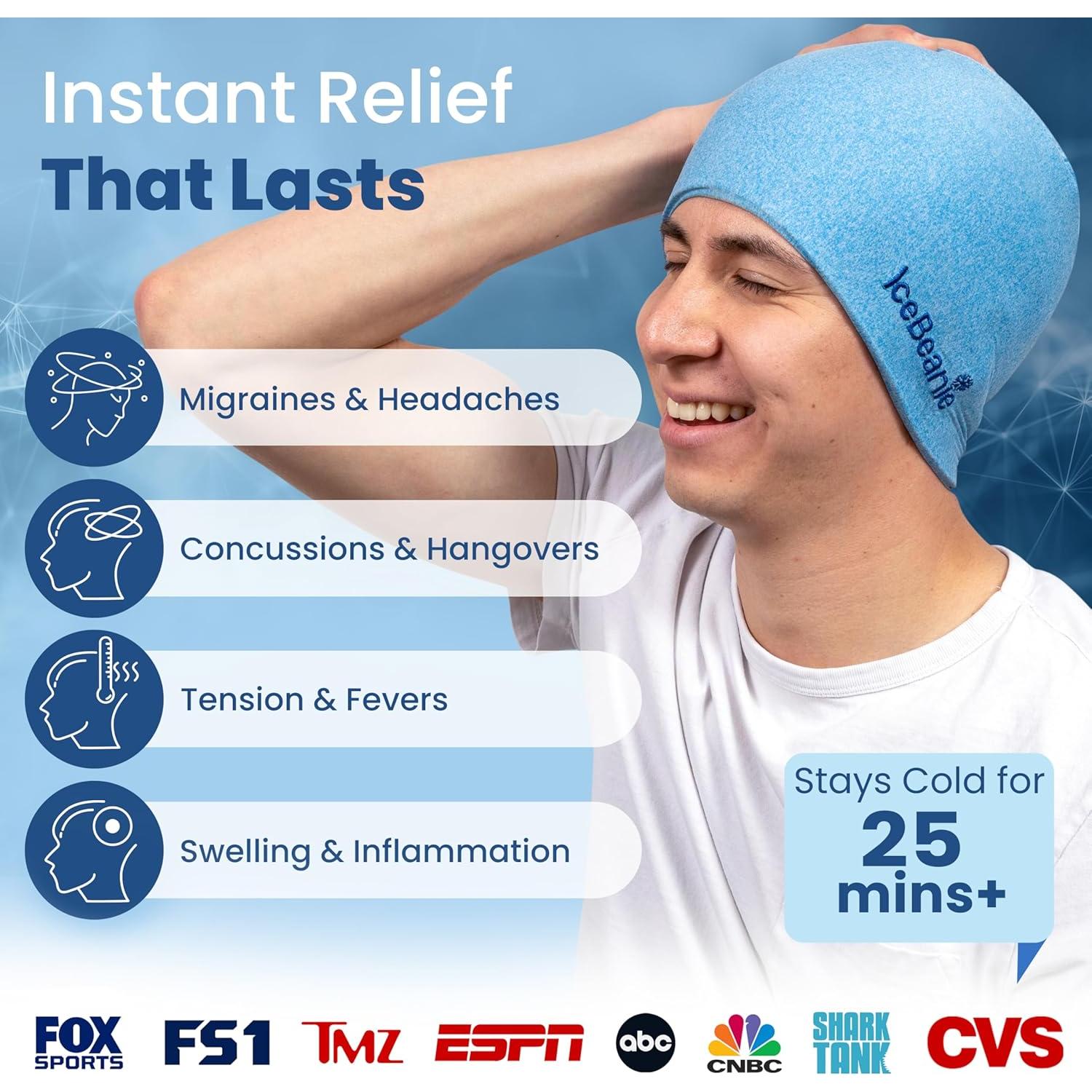 Gorro de Alivio de Migraña IceBeanie Azul - Terapia Fría y Caliente