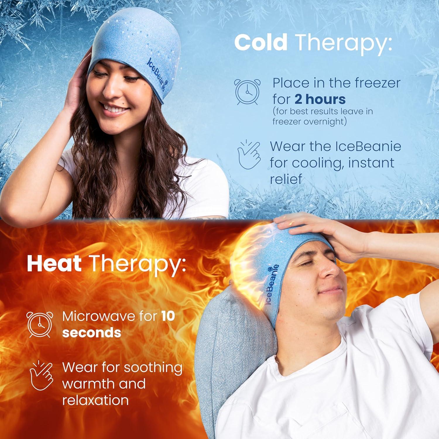 Gorro de Alivio de Migraña IceBeanie Azul - Terapia Fría y Caliente