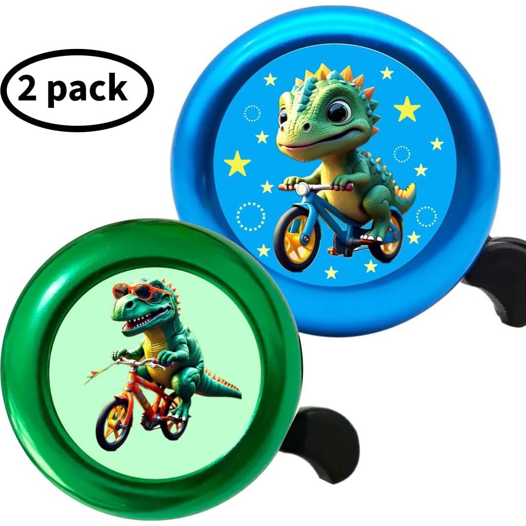 Timbre de Bicicleta para Niños Genérico - Diseño Dinosaurio Verde y Azul