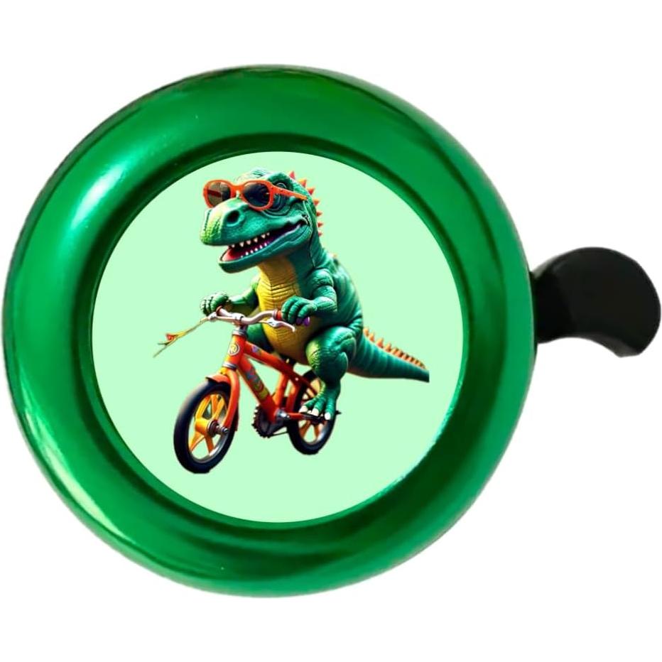 Timbre de Bicicleta para Niños Genérico - Diseño Dinosaurio Verde y Azul