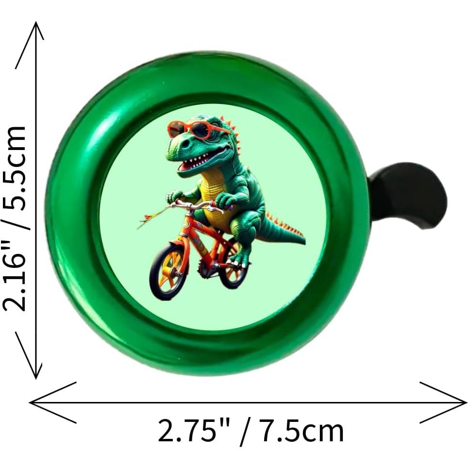Timbre de Bicicleta para Niños Genérico - Diseño Dinosaurio Verde y Azul